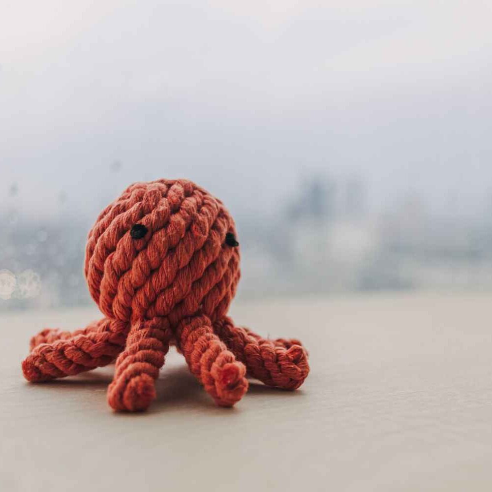 Knitted Red Octopus doll