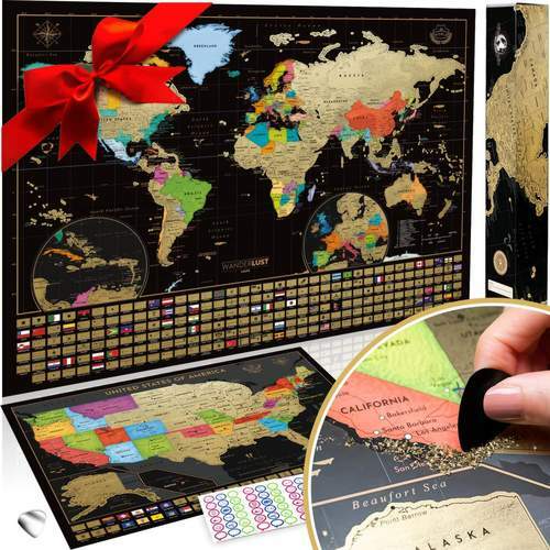 Two Scratch Off Maps Christmas holiday gift fami