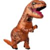 A human wearning Orange color T Rex dinosaur costume A human wearning Orange color T Rex dinosaur costume