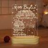 bestie mirror night lamp with words written and two hand hold together