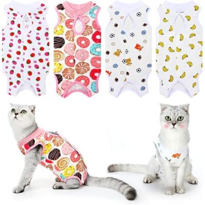 different varieties of recovery clothes for injured cats