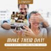 husband gifting the spa basket to wife
