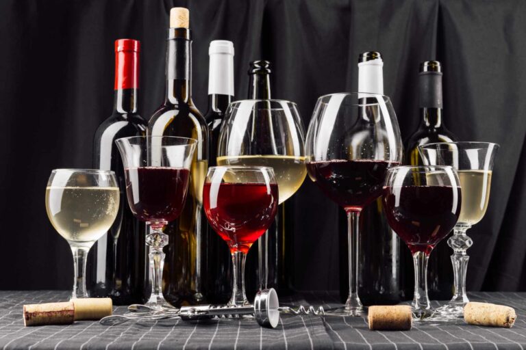 Diffrent type of wines in different types of wine glasses