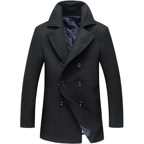 Double breasted wool blend peacoat