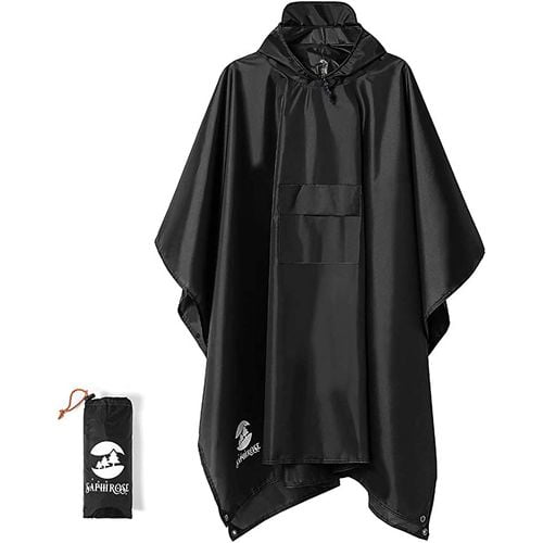 Waterproof long Rain Poncho with pouch