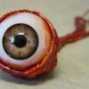 artificial ripped out eye ball with blood on it artificial ripped out eye ball with blood on it