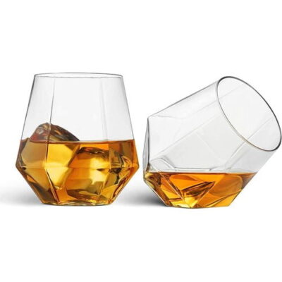 diamond shape stemless plastic wine glasses