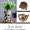 green painted wooden baby groot succulent plant pot in the heart shape hand