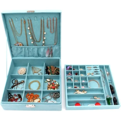 jewelries are organized in travel jewelry box