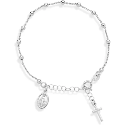 sterling sliver bracelet with virgin mary medal and jesus cross symbol