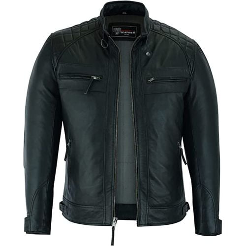 waxed black leather motorcycle jacket