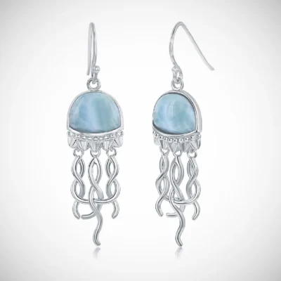 Blue Larimar Stone JellyFish Earring 18