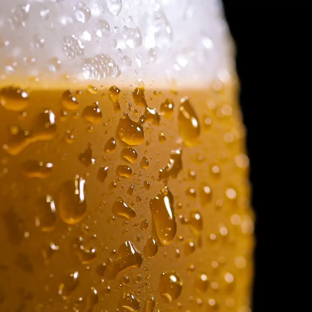 Droplets on freshly poured beer