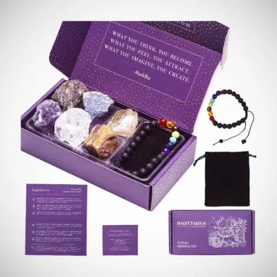 Sagittarius Purple stone and bracelets with buddha quotes