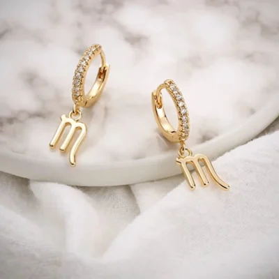 Scorpio sign gold stone earring