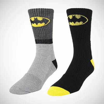 a pair of socks with batman logo on it 9