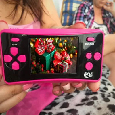 a woman holding pink color video game player