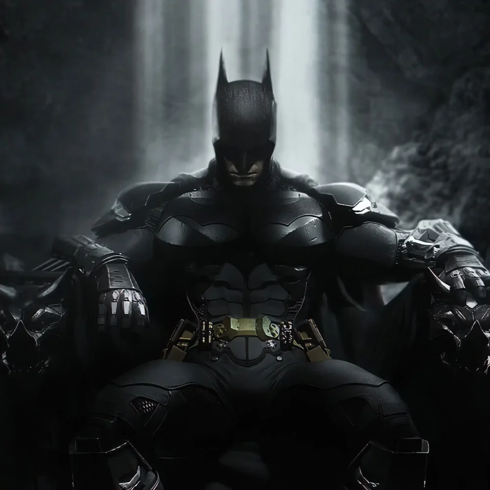 batman sitting on a throne