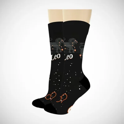 black zodiac leo constellation lion socks