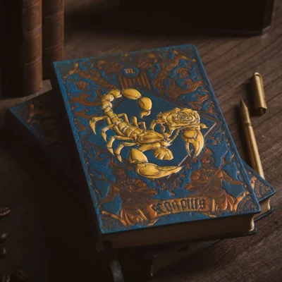 crab holding rose in scorpio notebook cover page