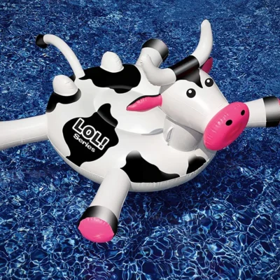 swimming pool floating cow