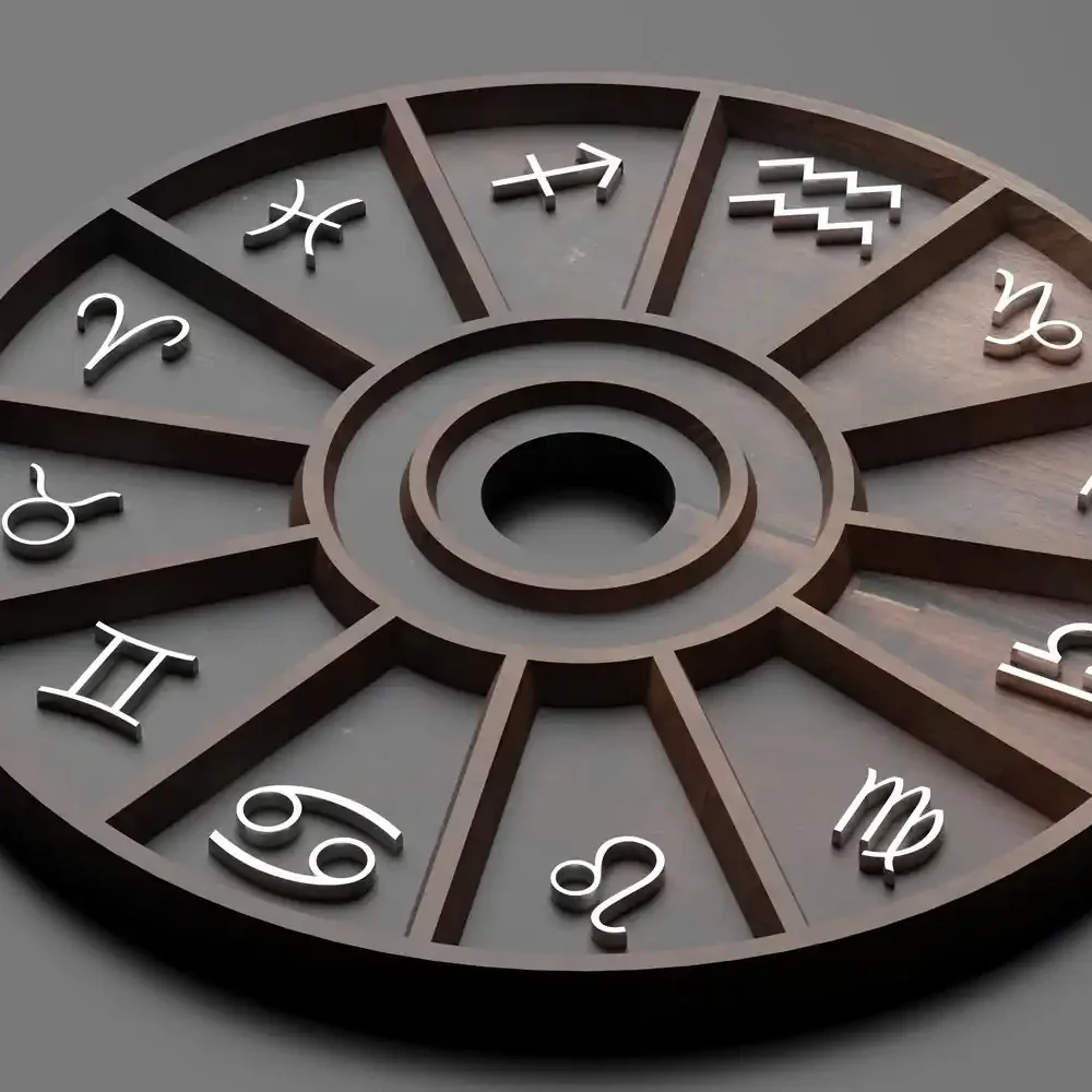 zodiac sign set in D black wheel background